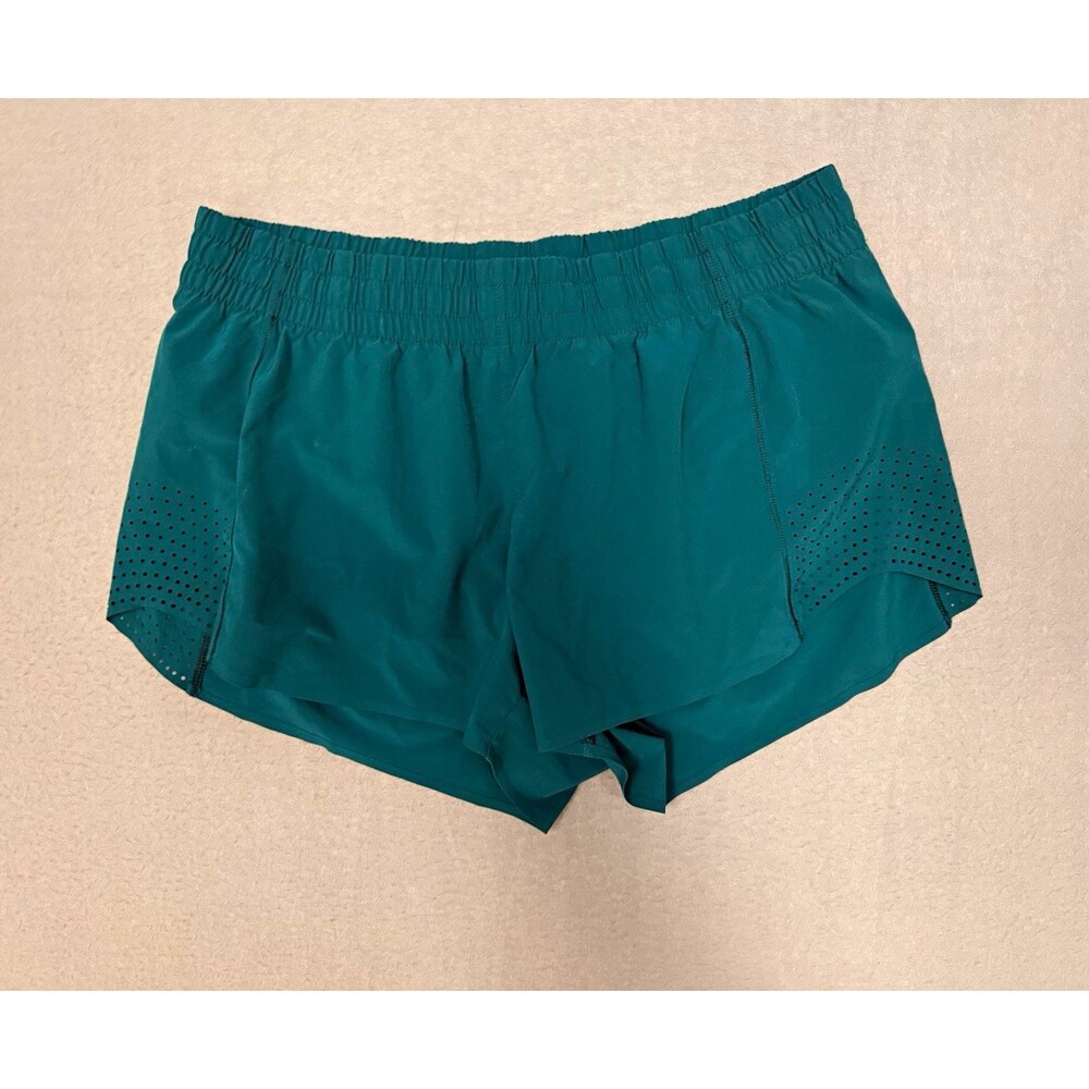 Athleta Women's Teal Green Running Shorts Perforated Side Panels - Size L